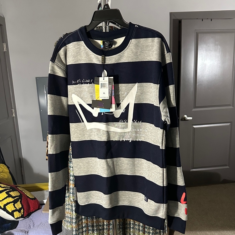 Striped Navy and Gray Sweatshirt